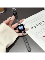 1個黑色鱷魚紋簡潔個性化皮革和金屬鏈條表帶,適用於apple Watch 49mm 45mm 42mm 44mm,男女適用,時尚風格可調節替換手帶,適用於apple Watch系列ultra2 / 9/8/7/6/5/4/3/2/1 Se2 / Se