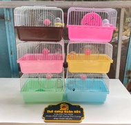 Lồng hamster - Lồng khay cao màu lồng mini full phụ kiện lồng ngũ sắc hamster