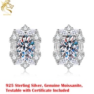 XICLONG 1ct * 2 D Color Real Moissanite Earrings Luxury Diamond Earrings In S925 Sterling Silver Wit