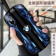 ✨Apple XsMax Phone Case iPhoneX Cool Sports Car XR Style Car Logo Oval Glass Case 25.7.24