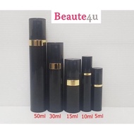 Ready Stock/Airless Spray Black Bottle Gold line Cosmetic Bottle Empty Cosmetic Containers.
