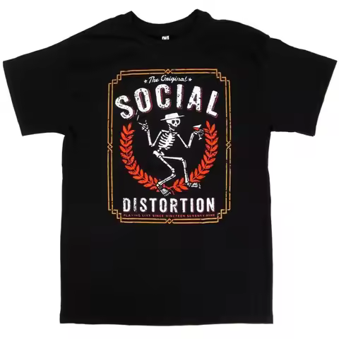 Social Distortion T Shirt Rock Skeleton Logo Adult Mens Black New
