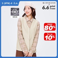 Giordanoผู้หญิง กระเป๋าจิงโจ้ขนแกะ เสื้อกั๊กคอวี Free Shipping 13372819