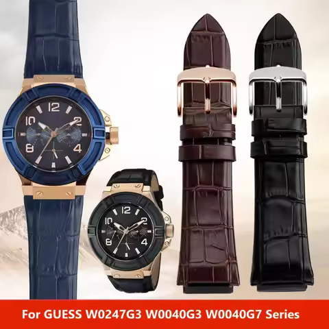 Man Genuine Leather Watch Strap Band for GUESS W0247G3 W0040G3 W0040G7 Series watches band blue blac