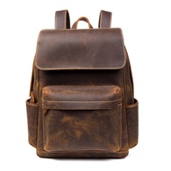 NASVA Vintage Men 'S Leather Backpack Black Casual School Or Business 15.6 "กระเป๋าเป้สะพายหลังแล็ปท็อป