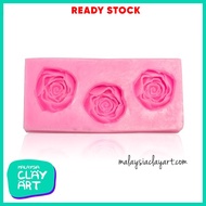 Roses Flower 3 Cavity 3.5cm Silicone Mold