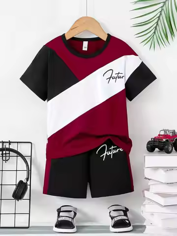 2025 Summer new Children's set Casual 3D printed short-sleeved T-shirt and shorts set Comfortable so