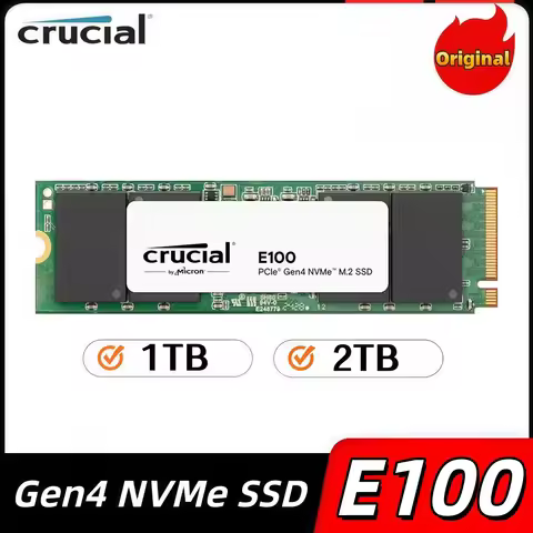 Original Crucial E100 2TB 1TB M.2 NVMe PCIe Gen4 Internal SSD Up to 5000MB/s Solid State Drive for L