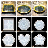 Laser silicone coaster mold Holographic circular heart-shaped coaster resin mold DIY crystal epoxy silicone mold Home decoration