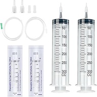 Pack of 2 Reusable Large Capacity Syringes, 300 ml Individually Sealed Syringes with 2 Catheters, Li