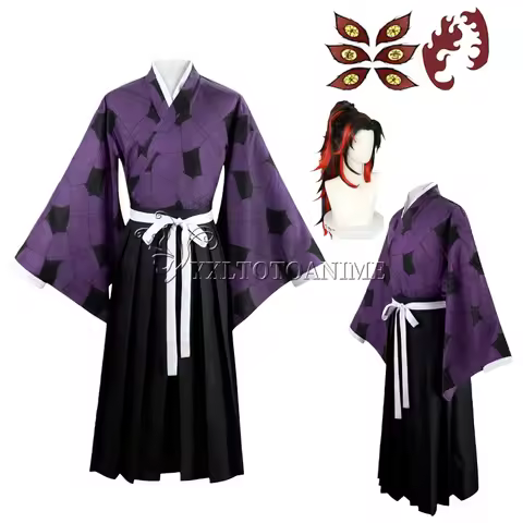 Kokushibo Cosplay Kimetsu Anime Costume No Yaiba Kokushibou Cosplay Costumes Wig Kimono Haori Hallow