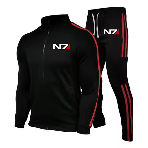 N7 Mass Effect 2024 Men's Sweatshirt Set brand Comfortable Casual Sports Men's zipper Jacket + Sweat