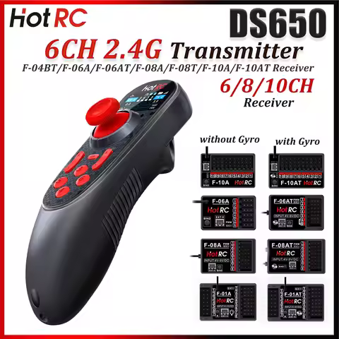 HOTRC DS650 6CH 2.4G Transmitter Color Screen Radio System Remote Control F-06AT F-08AT F-10AT Gyro 