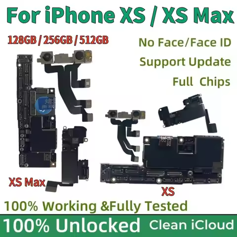 Tested For iphone xs max Mainboard for iphone xs Motherboard with/NO Face ID Free ICloud 64G 256G Un