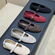 Woven Alaia Style Ballet Shoes - Women's Casual Mary Janes with Buckles