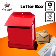 BBQ Store Metal Red Post Letter Box With Mail Box And Newspaper Holder / Peti Surat Besi / Mailbox / Letterbox