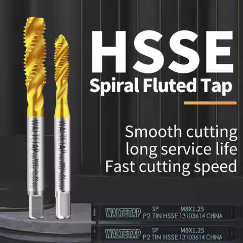 HSSE-M35 With Tin Spiral Fluted Tap M1 M1.2 M1.5 M2 M3 M4 M5 M6 M7 M8 M9 M10 M11 M12 M14 M16 M18 M20