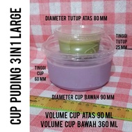 3 in 1 Large Pudding Cup (12oz + 3oz) / Pudding Cup + Vla Cup + lid