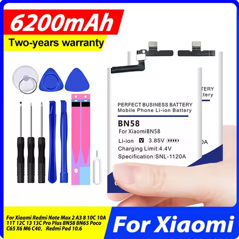 BM5V BN5G BN5R BN81 Battery For Xiaomi Redmi Note Max 2 A3 8 11T 12C 13 13C Pro Plus BN58 BN65 Poco 