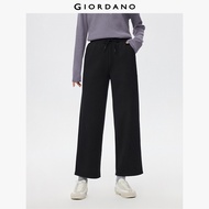 GIORDANO Women Pants Thick Warm Fleece-Lined Cozy Sweat Pants Drawstring Elastic Waist Simple Fashio