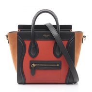 【二手】Celine CELINE手提包 Luggage Nano Shopper 2WAY 橙色/黑色/ブラウン皮革 皮革行李箱 Nano Shopper 女款 二手 B