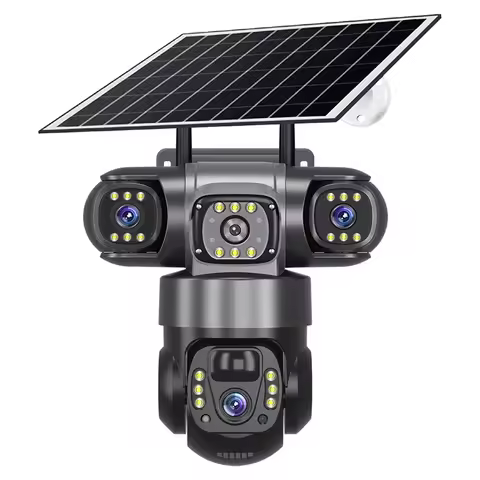 V380Pro Triple-Lens Security Camera - 12MP/9MP 4G Solar PTZ with WiFi/SIM Card for Outdoor Monitorin