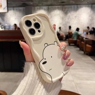 For Huawei Honor 90 80 70 Pro 90 30 20 Lite 80GT SE 20 20i 10i 9X Pro Y9S 8X Cute White Line We Bare Bears Wave Cover Soft Phone Case