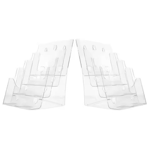 2pcs A5 Acrylic Brochure Display Stand Rack Flyer Holder Magazine Organizer Plastic Literature Rack 