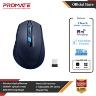 Promate Wireless Mouse 2.4G Ergonomic Designed Wireless Mice with USB Nano Receiver 15m Working Dist