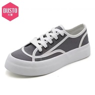 Giày Vải DUSTO 2021 Giày Nữ Đế Cao Su Phong Cách Hàn Quốc Màu Trơn Đế Thấp Lót PU