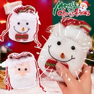 Xmas Eve Plush Apple Drawstring Bag Santa Claus Snowman Gift Bags Christmas Candy Snack Packaging Po
