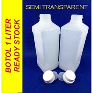 empty bottle semi transparent (1 liter) hdpe / botol kosong (1liter) separa jernih