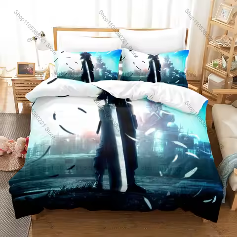 Crisis Core Final Fantasy VII Bedding Set Includes Duvet Cover + 2 Pillowcases Zack Fair Sephiroth C