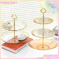 HomeSari 2/3-Tier Fruit Tray Metal Light Luxury Decorative Fruit Stand Detachable Cup Cake Tray