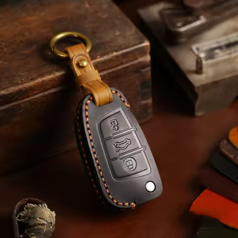 Fob Protector Car Key Case Cover Leather Keychain Holder Accessories for Audi A1 A3 Q2l Q3 S3 S5 S6 