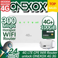 【300Mbps】ONEXOX 4G LTE CPE Wifi Router Broadband Unlock 4G 3G dengan Plan B89DB 100GB NO CONTRACT **