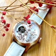 夢想花園金屬浮雕錶盤/日本製機械錶/鏤空機芯