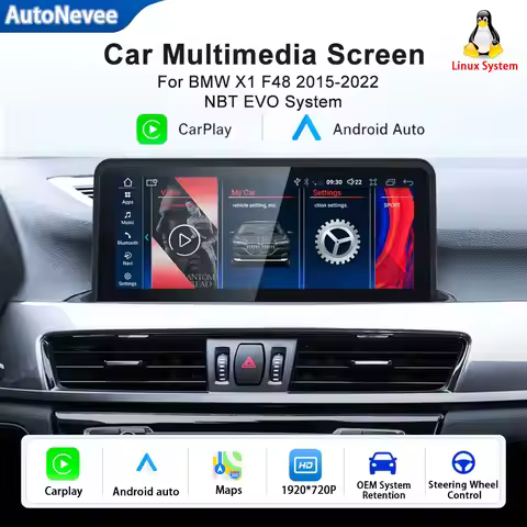 12.3 inch linux Screen for BMW X1 F48 2015-2022 NBT EV0 Car Radio Multimedia player With Wireless Ca