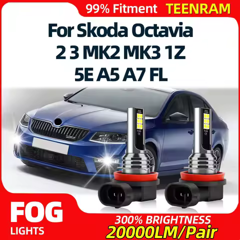 2PCS LED Car Front Fog Light Bulbs 20000LM H8 H9 H11 Fog Lamps 12V Plug And Play For Skoda Octavia 2
