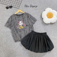 Women's Outfit Set Girl's T-shirt with Skirt – Outfit, Streetwear, Active Outfit A287+CV413