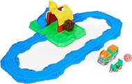 Mighty Express, Farm Station Adventure Bucket and 11-Piece Train Track Set with Exclusive Farmer Faye Toy Train