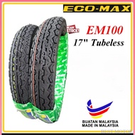 ECO-MAX TAYAR EM100 TUBELESS 70/90-17 & 80/90-17 TYRE MOTOSIKAL TT100(DUNLOP BUNGA TT)