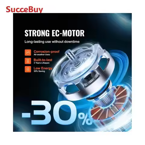 SucceBuy Inline Duct Fan with Temperature Humidity Controller EC-motor Ventilation Exhaust Fan Air V