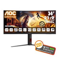 AOC 34" 21:9 UltraWide QHD Fast VA 240Hz 曲面電競顯示器 CU34G4Z