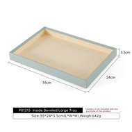 Yinbeini สร้อยคอแหวนต่างหูแสดงข้อมือจัดการเครื่องประดับหนัง Pu ถาดเครื่องประดับมีฝาปิดถาดพลาสติกP012