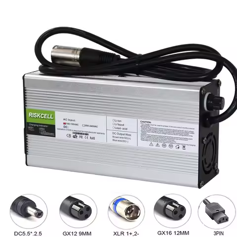 71.4V 5A Charger 60V 10A Li-ion Battery Charger Silver Aluminum Case Output C13 N+L- Connector Used 