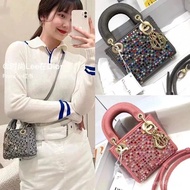 Dior2022 Colorful Diamond Embroidery Lady Dior Dior Bag mini Dior Dior Three-Grid Chain Bag Portable