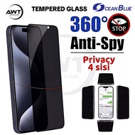 OCEANBLUE Tempered Glass Anti-Scratch Spy Privacy 360 Full Privacy 4 Sides iphone 11 13 15 16 Pro Ma