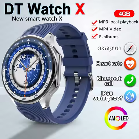 DT Watch X Smartwatch GPS Trajectory Compass 4GB Memory Watch AMOLED 466*466 HD Screen Bluetooth Cal