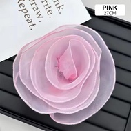 Aplikasi Bunga 3D Dahlia Organza Silk Renda Korsase Gaun Jahit Pesta Bridesmaid Brukat